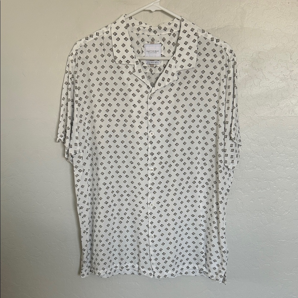 Cactus Man White and Black Patterned Casual Shirt Size XL